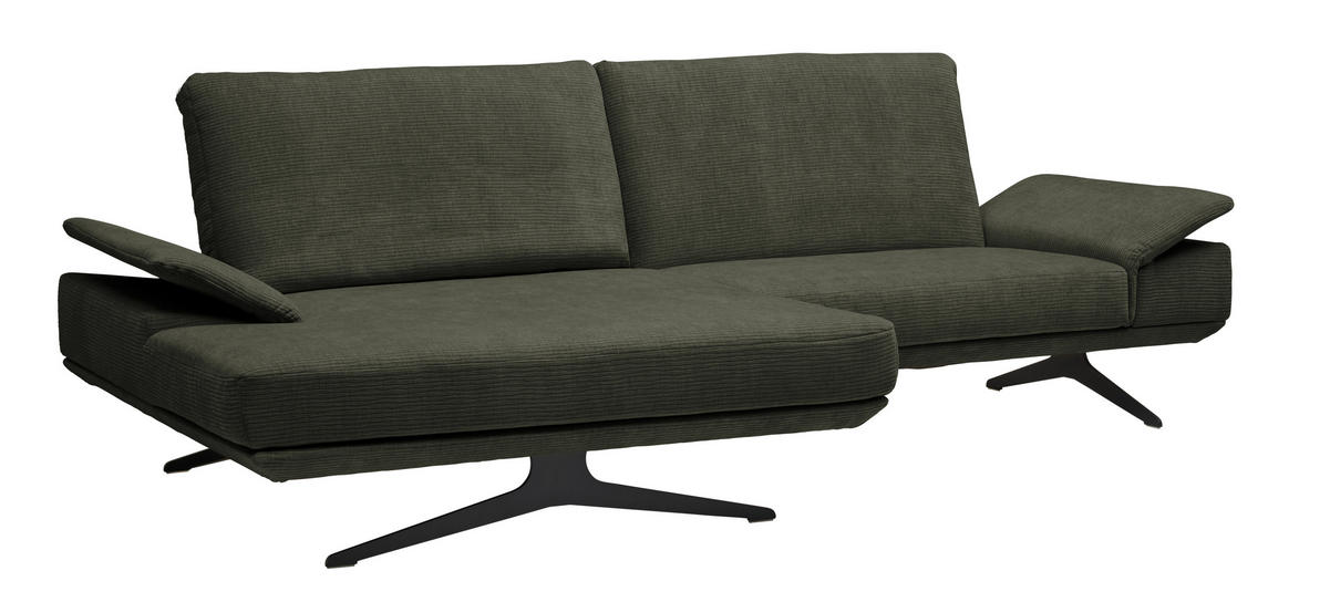 ECKSOFA in Flachgewebe Grün  155/284 cm  - Schwarz/Grün, Design, Textil/Metall (155/284cm) - Koinor