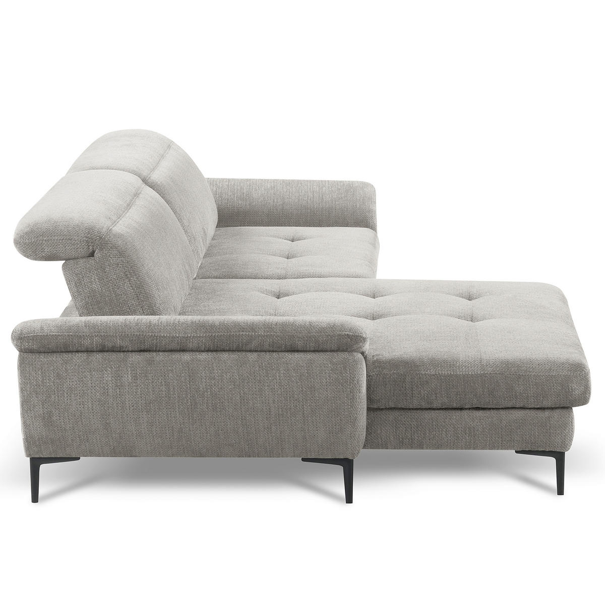 ECKSOFA  Webstoff Grau  - Schwarz/Grau, Design, Textil/Metall (195/268cm) - Livetastic