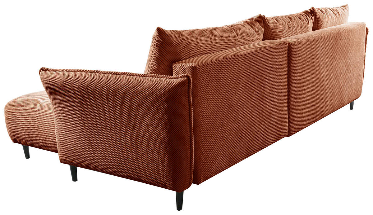 ECKSOFA MONTE CARLO Terracotta Struktur, Plüsch  - Terracotta/Schwarz, Trend, Textil (290/160cm) - MID.YOU