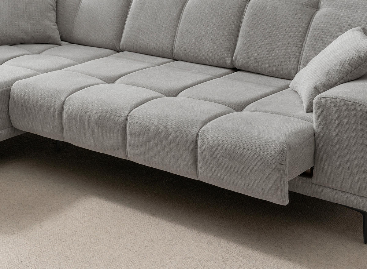 ECKSOFA Chenille Grau  - Schwarz/Grau, Basics, Textil/Metall (232/305cm) - Livetastic