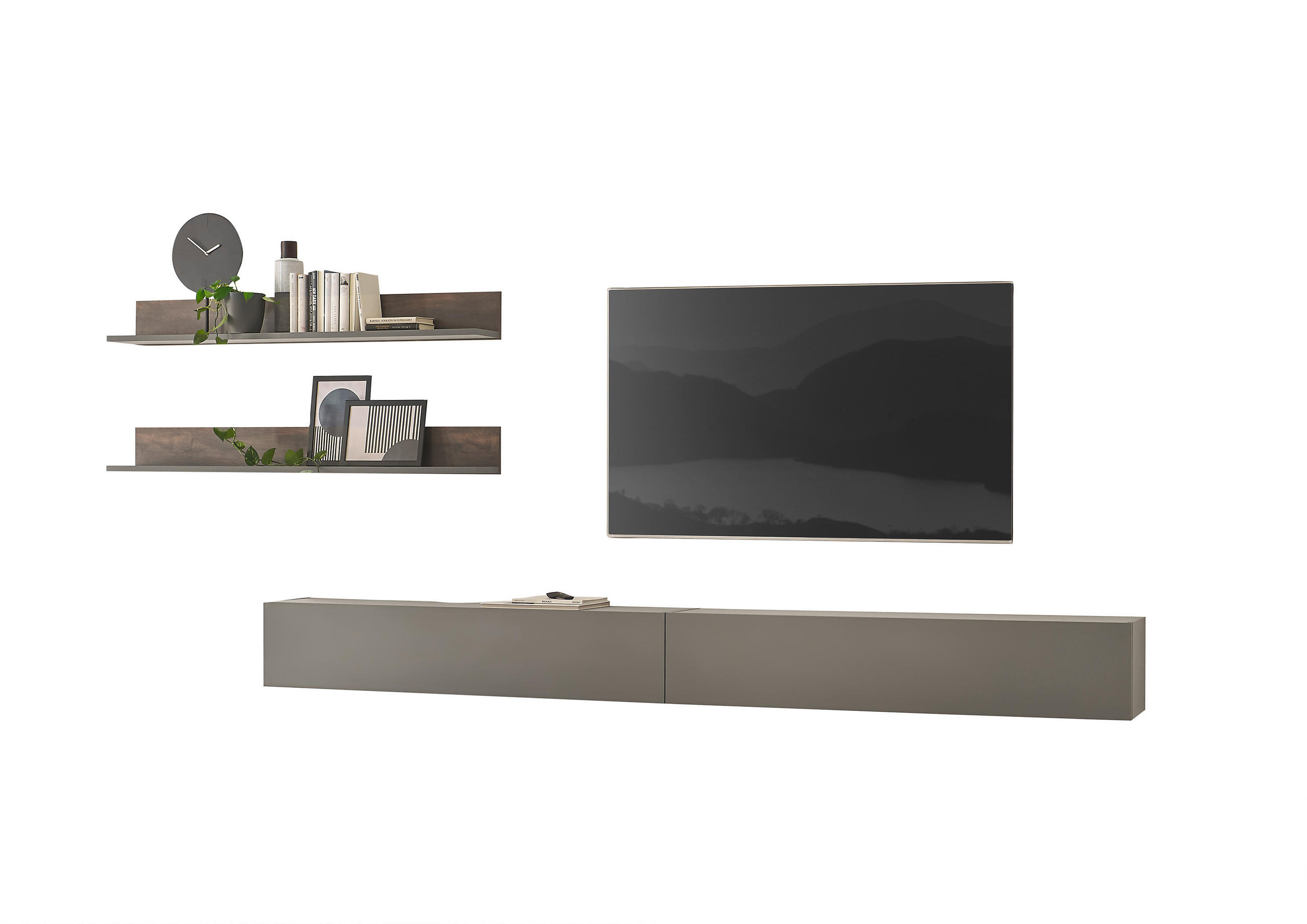 WOHNWAND 4-teilig  in Anthrazit, Eichefarben  380/170/30 cm  - Eichefarben/Anthrazit, Design, Holzwerkstoff (380/170/30cm) - MID.YOU