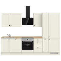 Bucătărie Fără Electrocasnice  - alb/culoare lemn stejar, Modern, metal/material pe bază de lemn (300cm) - Nobilia