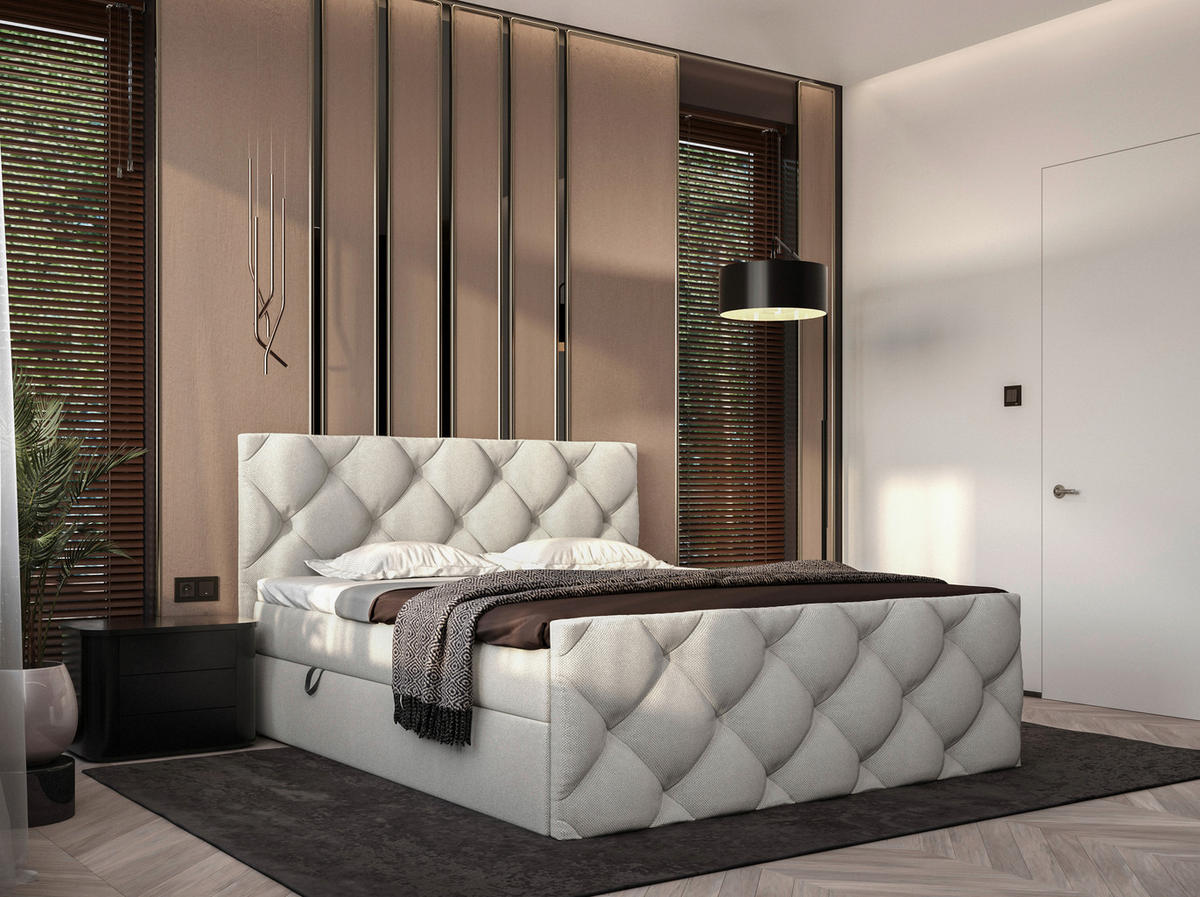 BOXBETT 200/200 cm  in Hellgrau  - Hellgrau/Schwarz, Konventionell, Kunststoff/Textil (200/200cm) - Carryhome
