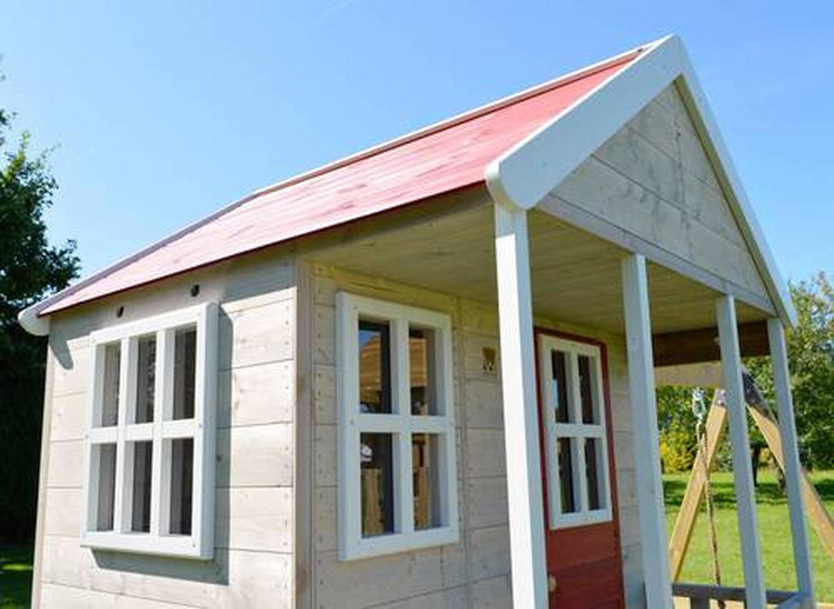 SPIELHAUS 350/242/290 cm  - Rot/Naturfarben, KONVENTIONELL, Holz (350/242/290cm) - Ambia Garden