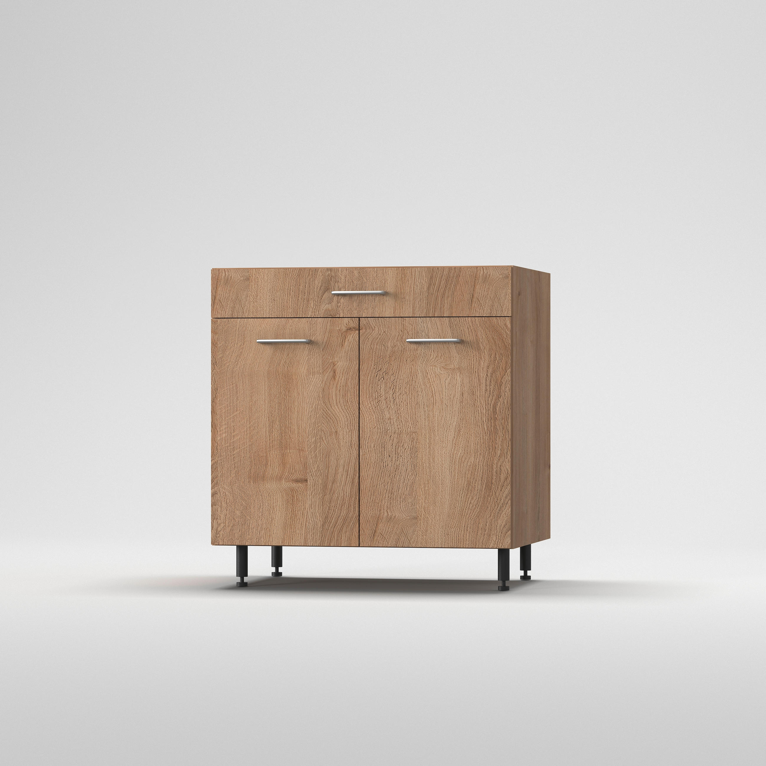 KONYHAI ALSÓSZEKRÉNY - tölgyfa, Basics, fa/fém (80/87/56cm) - Carryhome
