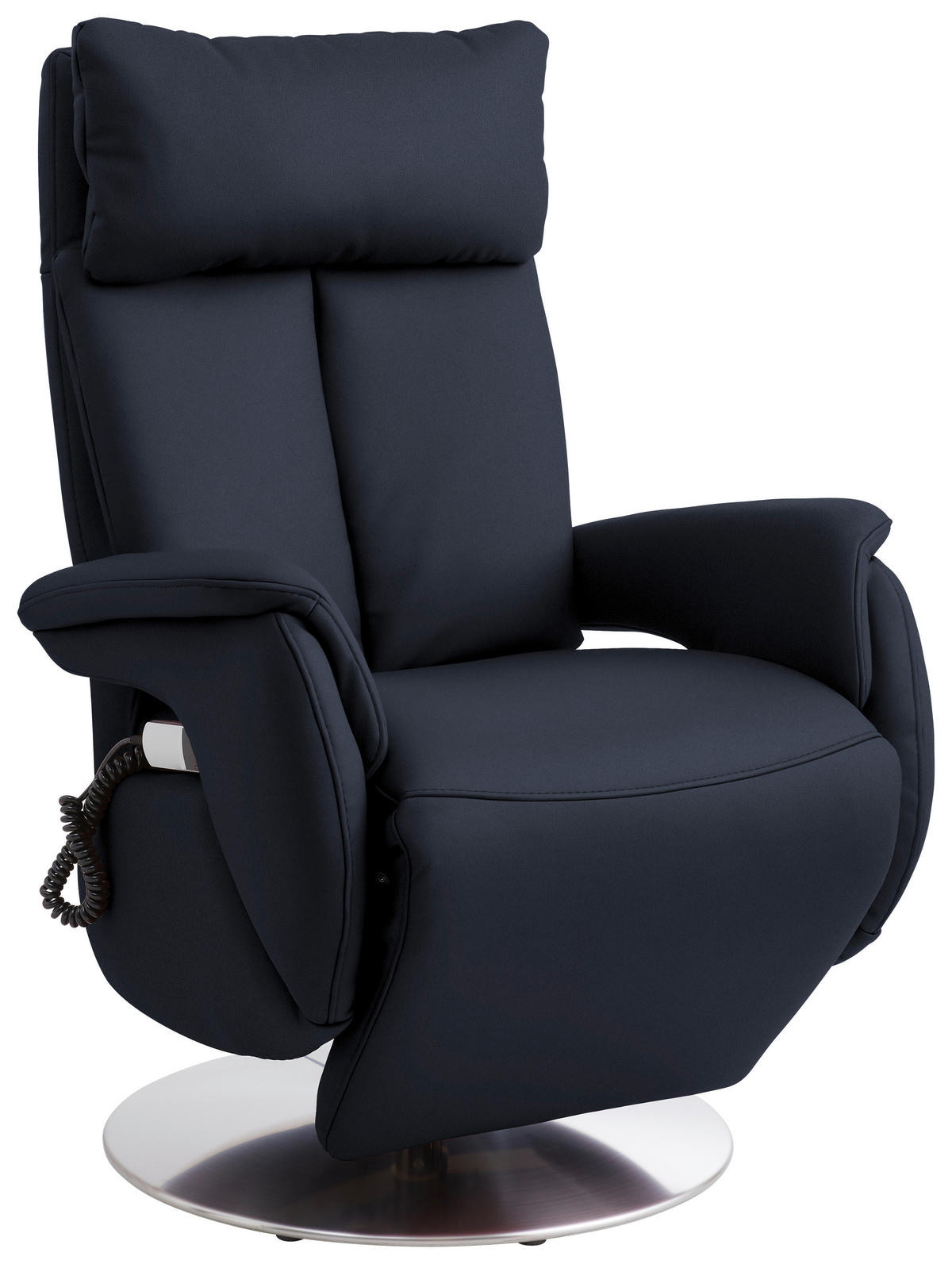 RELAXSESSEL in Leder Dunkelblau  - Edelstahlfarben/Dunkelblau, Konventionell, Leder/Metall (78/110/81cm) - Cantus