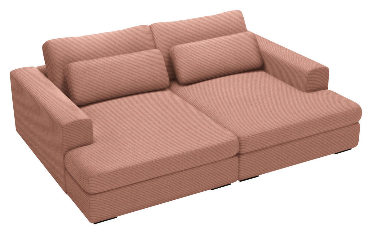 BIGSOFA in Cord Aprikose  - Aprikose/Schwarz, Design, Textil (223/80/158cm) - Lomoco