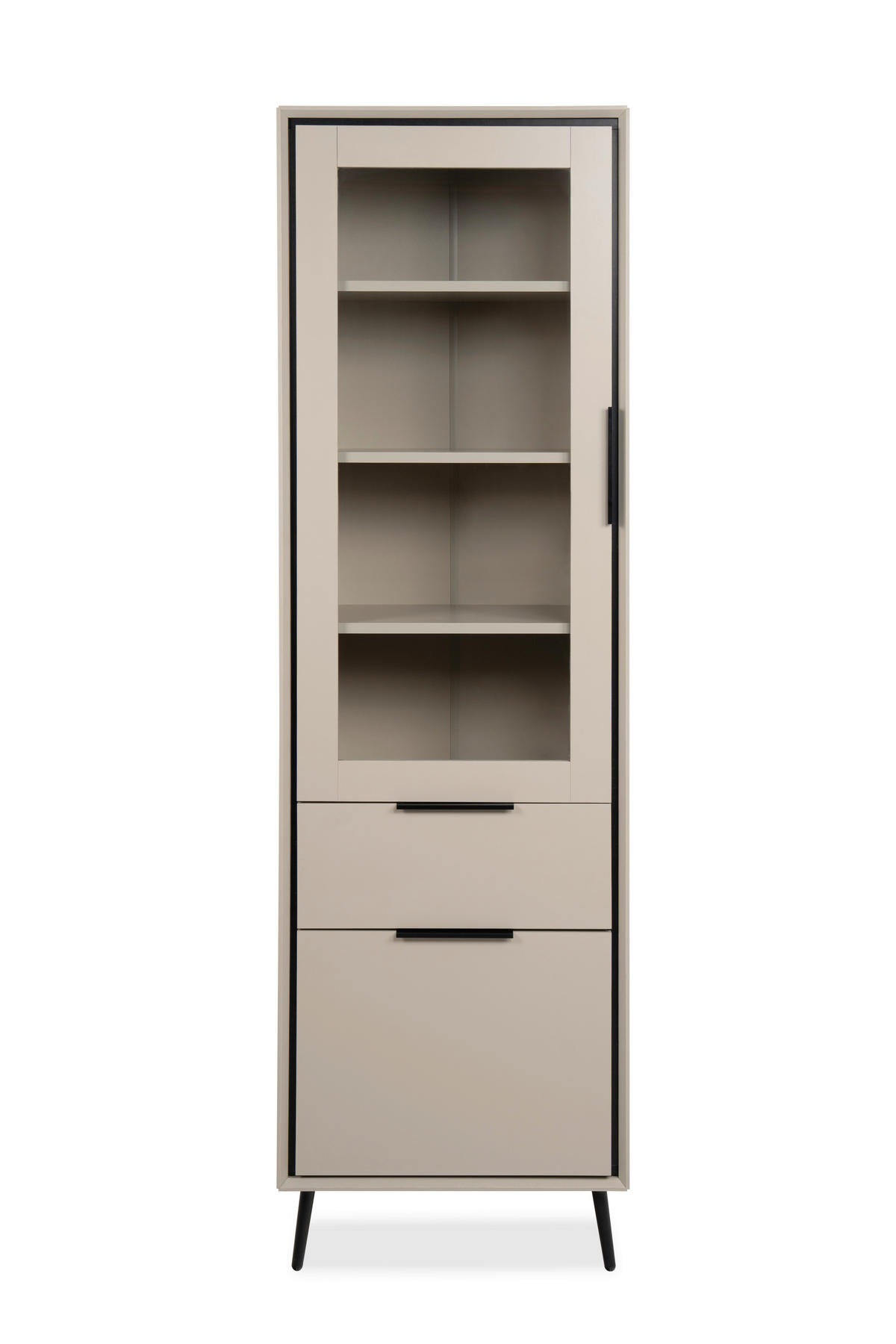 VITRINE in Schwarz, Sandfarben  - Sandfarben/Schwarz, Design, Glas/Holzwerkstoff (60/200/38cm) - MID.YOU
