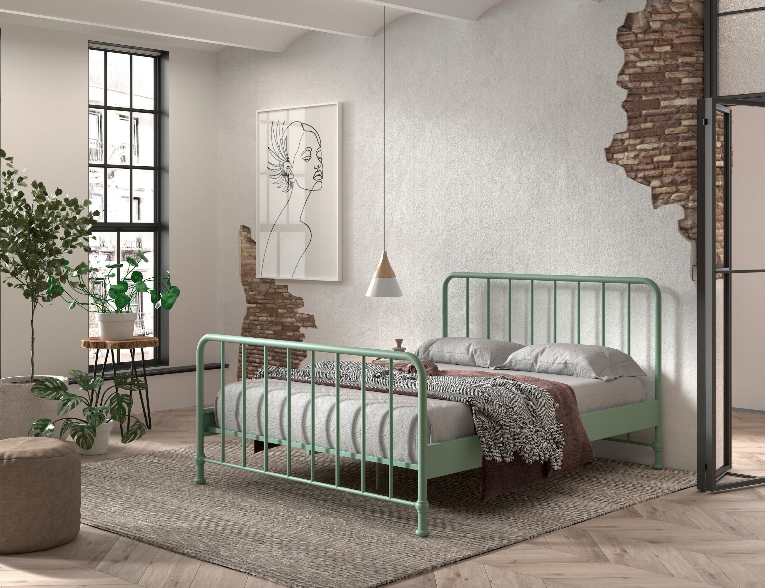KINDER-/JUNIORBETT - Olivgrün, ROMANTIK / LANDHAUS, Holz/Metall (160/200cm) - MID.YOU