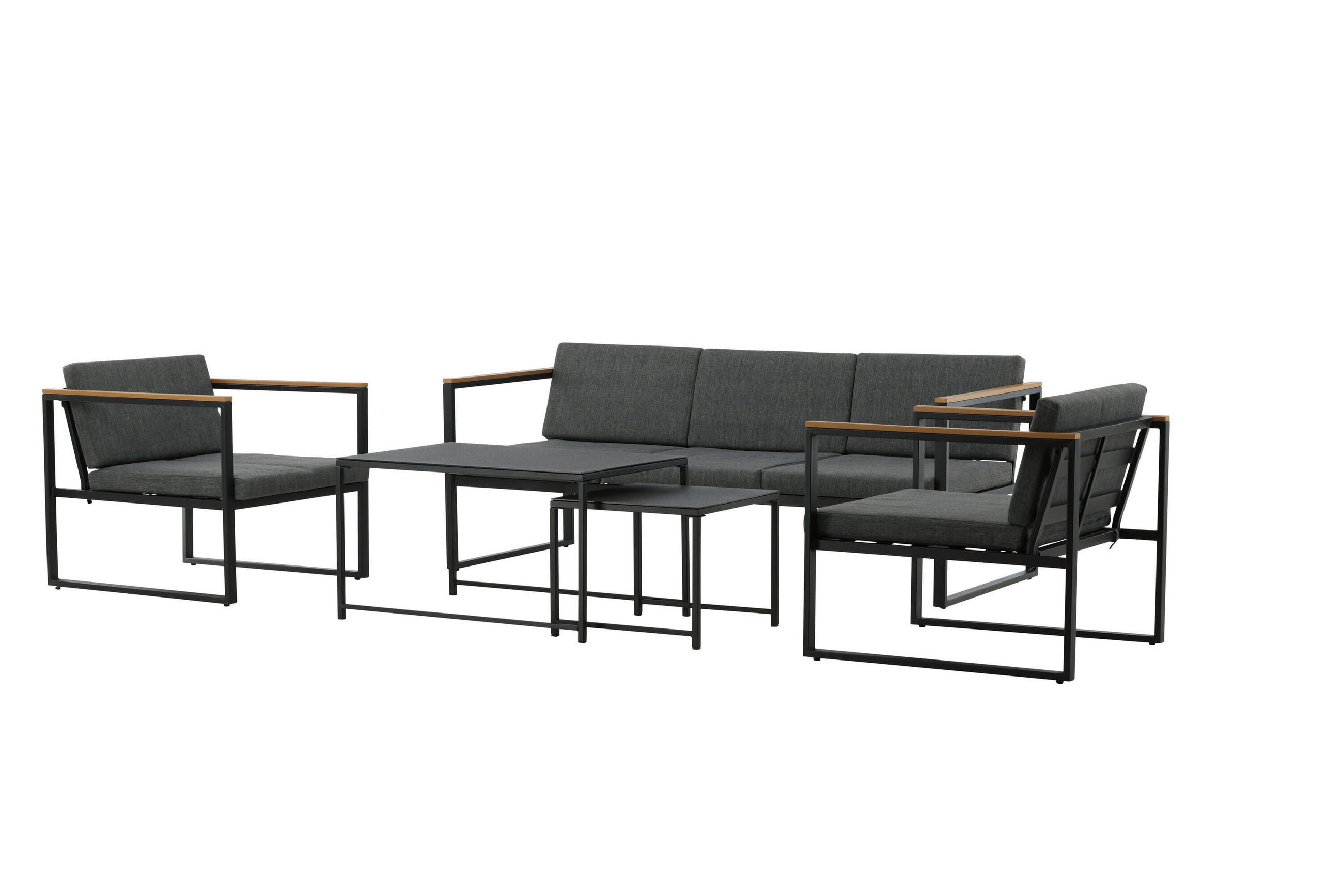 Gardenson Loungegarnitur Grau, Schwarz 188x67x80 cm