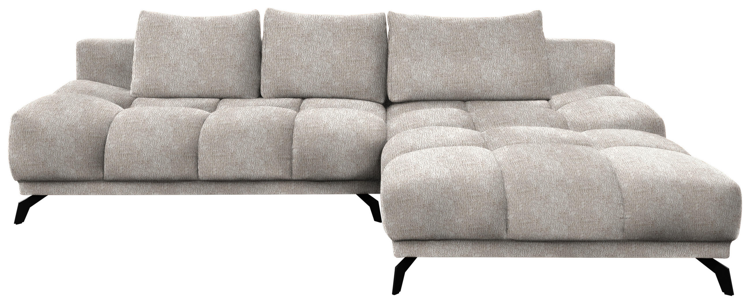 ECKSOFA in Chenille Sandfarben  - Sandfarben/Schwarz, Modern, Textil/Metall (290/182cm) - Hom`in