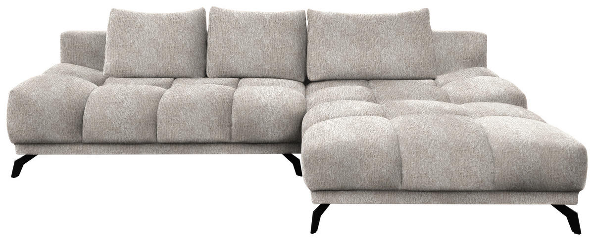 ECKSOFA in Chenille Sandfarben  - Sandfarben/Schwarz, Modern, Textil/Metall (290/182cm) - Hom`in