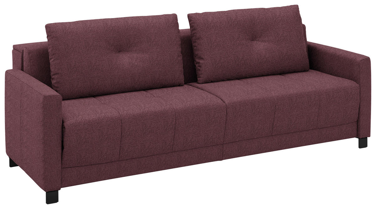 SCHLAFSOFA  in Flachgewebe Weinrot  - Weinrot/Schwarz, KONVENTIONELL, Textil/Metall (232/77/116cm) - Dieter Knoll