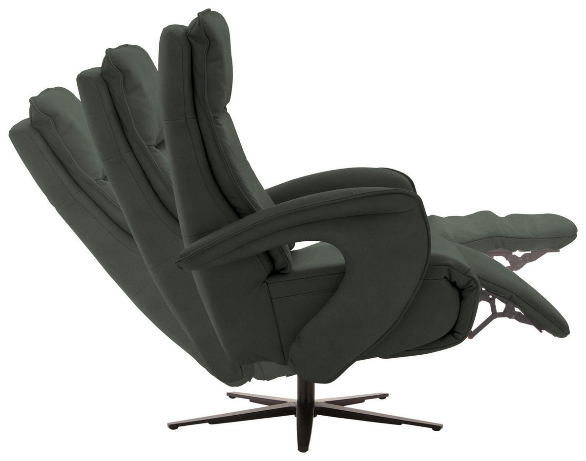 RELAXSESSEL in Leder Dunkelgrün  - Dunkelgrün/Schwarz, Design, Leder/Metall (77/110/87cm) - Valdera