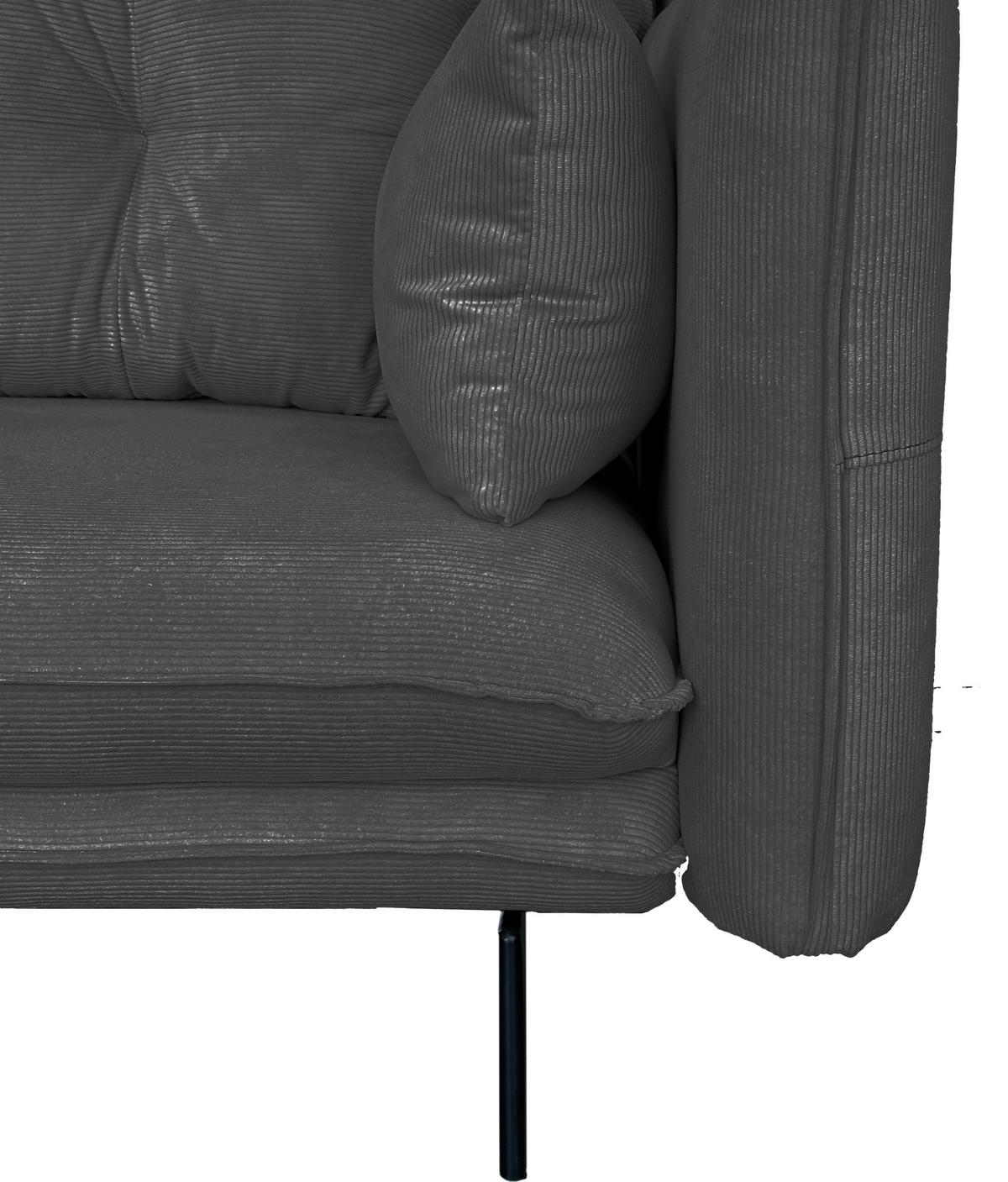2-SITZER-SOFA in Cord Dunkelgrau  - Dunkelgrau/Schwarz, Design, Kunststoff/Textil (262/91/115cm) - MID.YOU