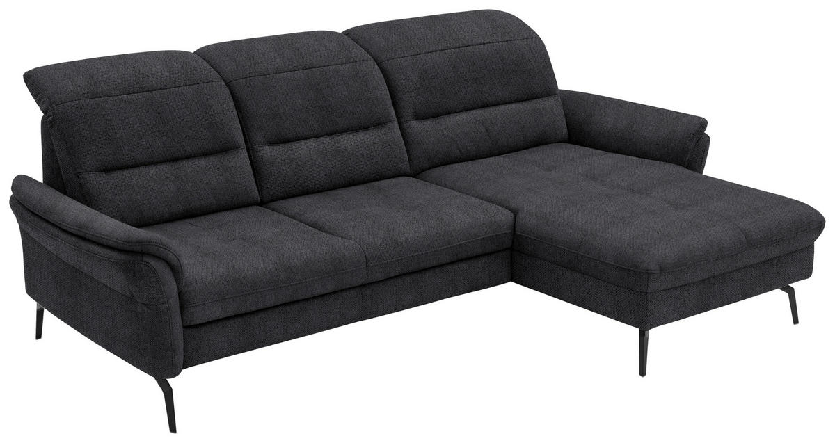 ECKSOFA in Flachgewebe Schwarz  - Schwarz, Konventionell, Textil/Metall (260/181cm) - Beldomo Speed