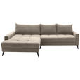 ECKSOFA  in Cord Taupe  173/280 cm  - Taupe/Schwarz, KONVENTIONELL, Textil/Metall (173/280cm) - Hom`in