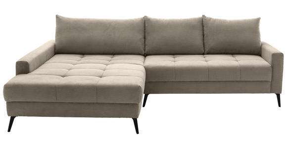 ECKSOFA  in Cord Taupe  173/280 cm  - Taupe/Schwarz, KONVENTIONELL, Textil/Metall (173/280cm) - Hom`in