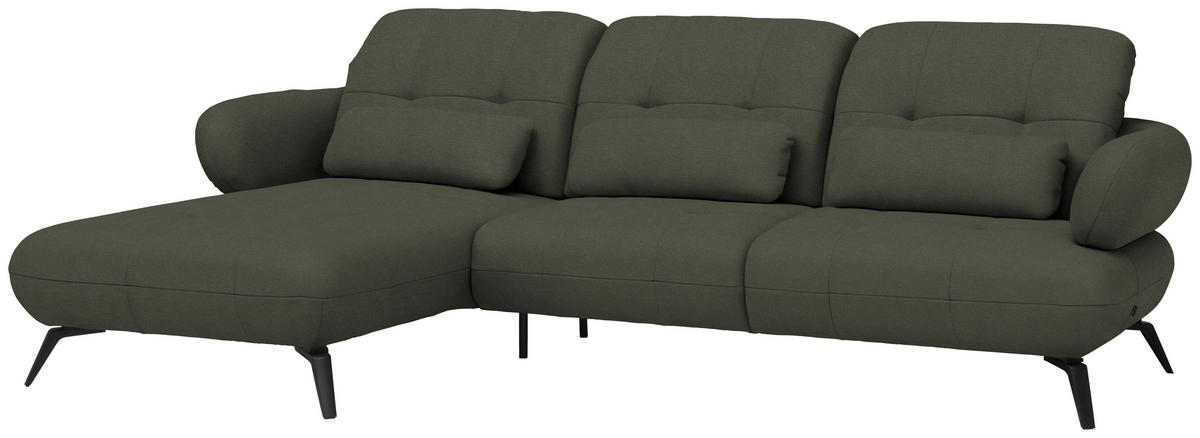 ECKSOFA Flachgewebe Grün  - Schwarz/Grün, Modern, Textil/Metall (180/282cm) - Novel