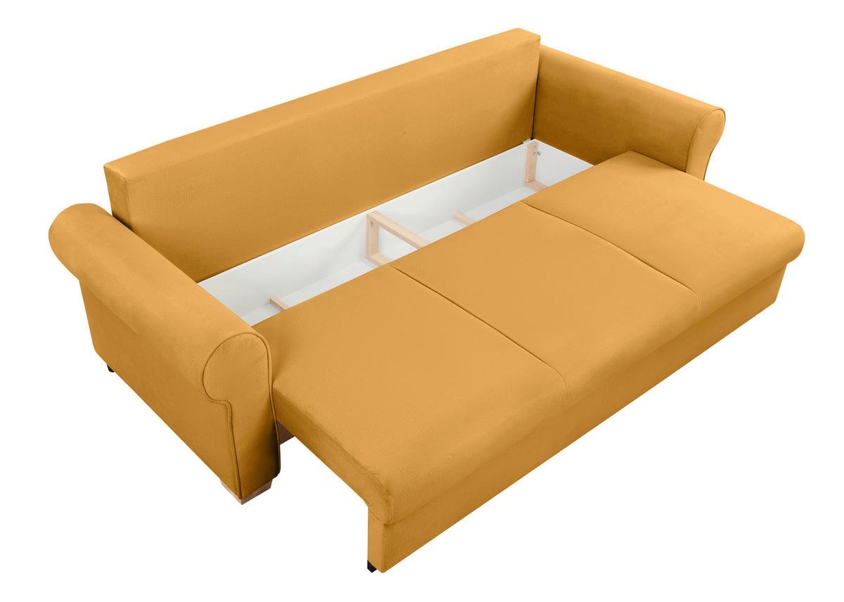 SCHLAFSOFA in Gelb  - Gelb/Buchefarben, Design, Holz/Textil (240/94/98cm) - MID.YOU