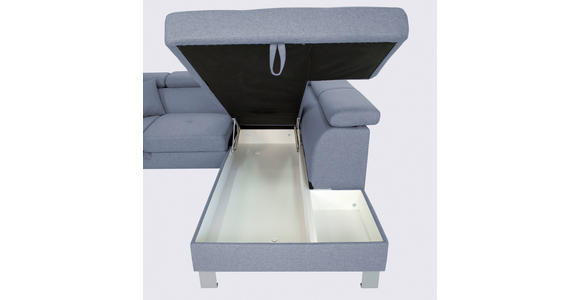 ECKSOFA  in Webstoff Blau  - Blau/Silberfarben, Design, Textil/Metall (257/226cm) - Xora