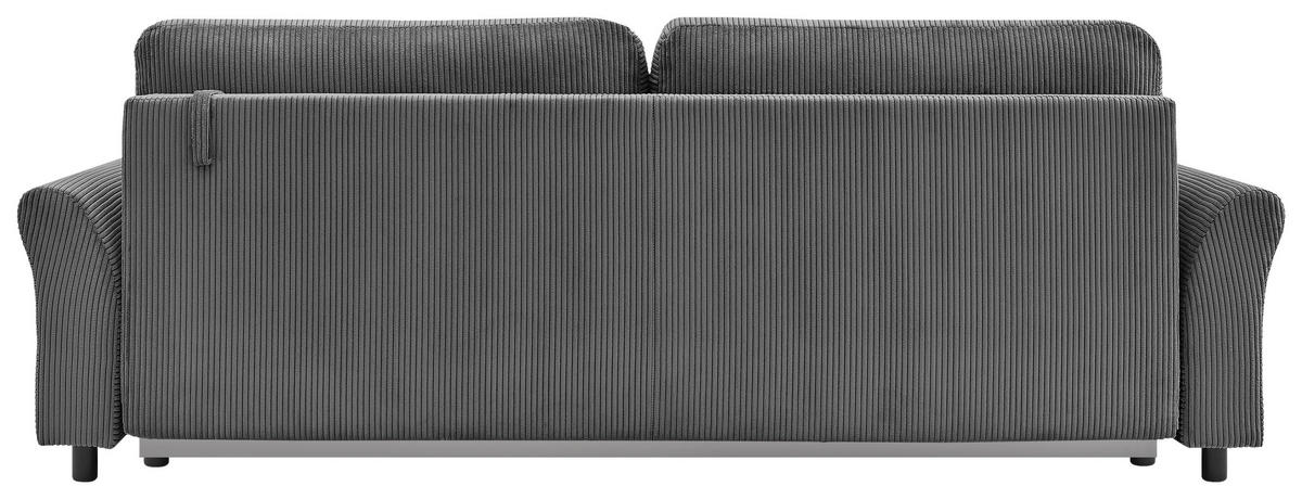 SCHLAFSOFA Cord Grau  inkl. Zierkissen, Rückenkissen, Bettkasten, Schlaffunktion, Rücken echt  - Schwarz/Grau, Design, Textil (244/88/100cm) - P & B