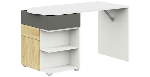 JUGENDSCHREIBTISCH 140/60/72,5 cm - Graphitfarben/Weiß, Basics, Holzwerkstoff (140/60/72,5cm) - Cantus