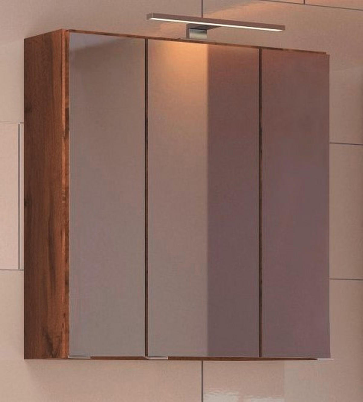 SPIEGELSCHRANK 60/66/20 cm  - Chromfarben/Eiche Wotan, Natur, Glas/Holzwerkstoff (60/66/20cm) - Held