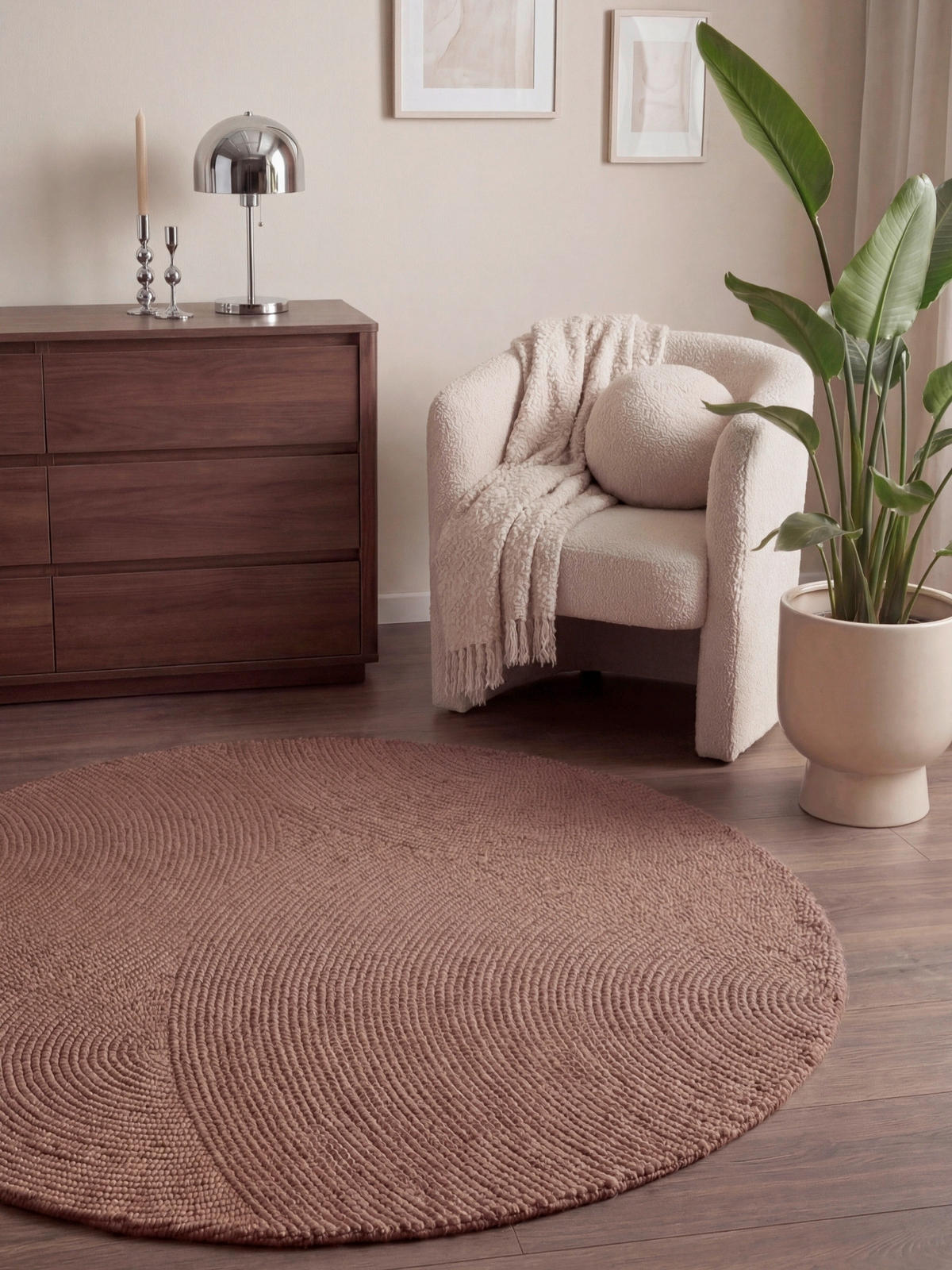 WOLLTEPPICH 200 cm Calmio Altrosa rund  - Altrosa, Basics, Textil (200cm) - Hanse Home