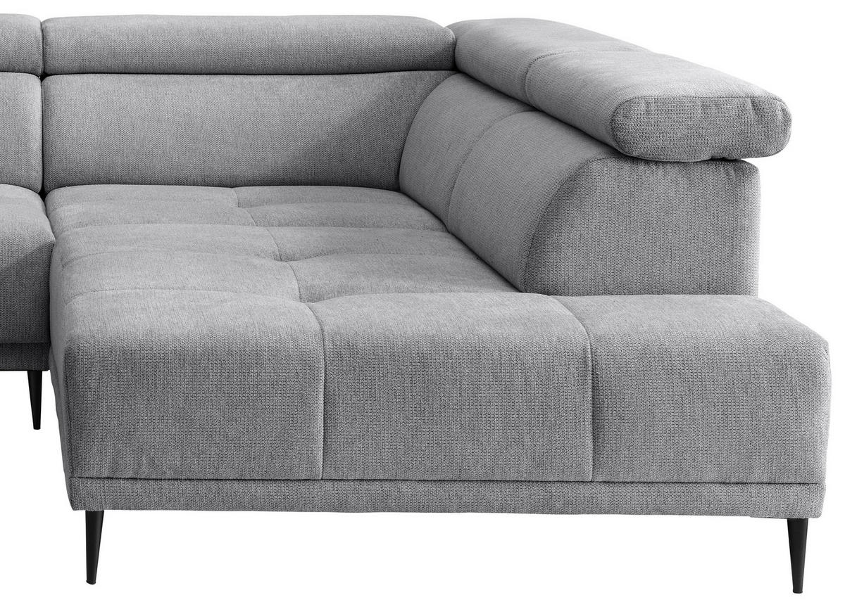 ECKSOFA INTERA in Chenille Silberfarben  305/225 cm  - Silberfarben/Schwarz, KONVENTIONELL, Textil/Metall (305/225cm) - Livetastic