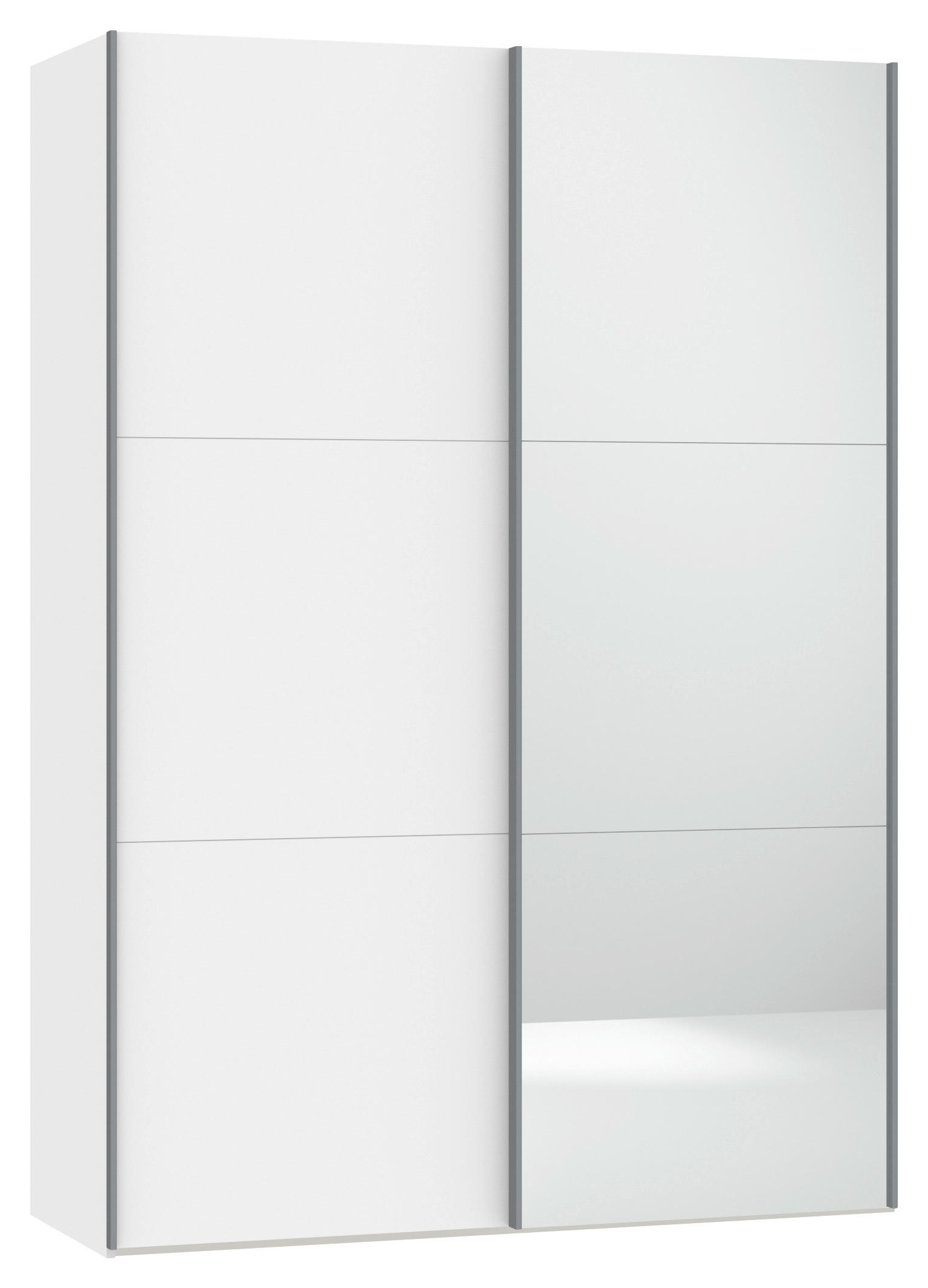 SCHWEBETÜRENSCHRANK 152/220/46 cm 2-türig Weiß  - Silberfarben/Weiß, Design, Glas/Holzwerkstoff (152/220/46cm) - Jutzler