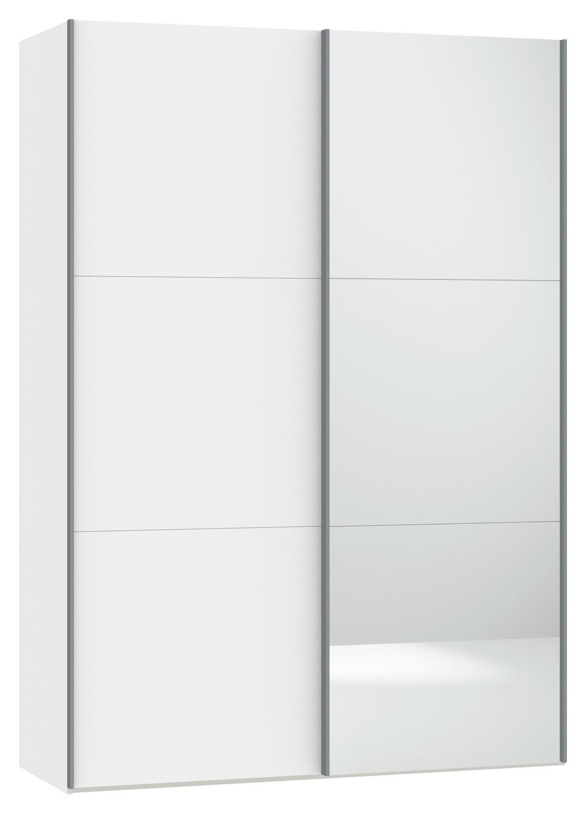 SCHWEBETÜRENSCHRANK 152/220/46 cm 2-türig Weiß  - Silberfarben/Weiß, Design, Glas/Holzwerkstoff (152/220/46cm) - Jutzler