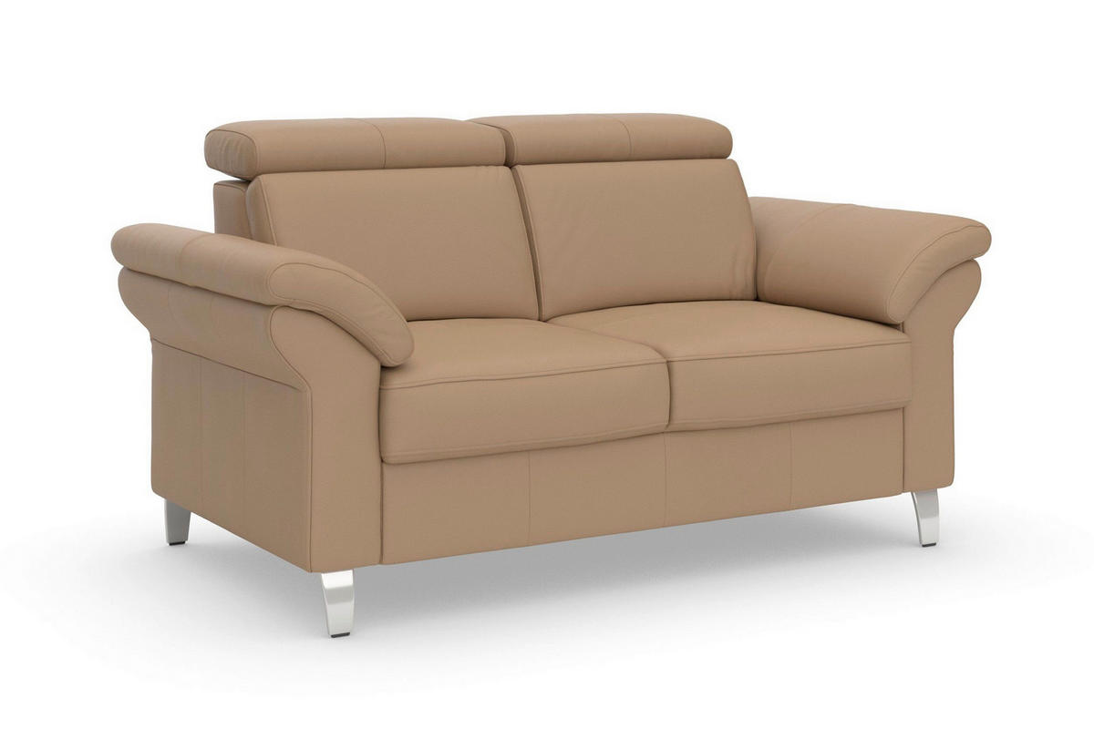 2-SITZER-SOFA ARNGAST E Cappuccino Echtleder  - Chromfarben/Cappuccino, Basics, Leder/Textil (156/84/93cm) - Sit & More