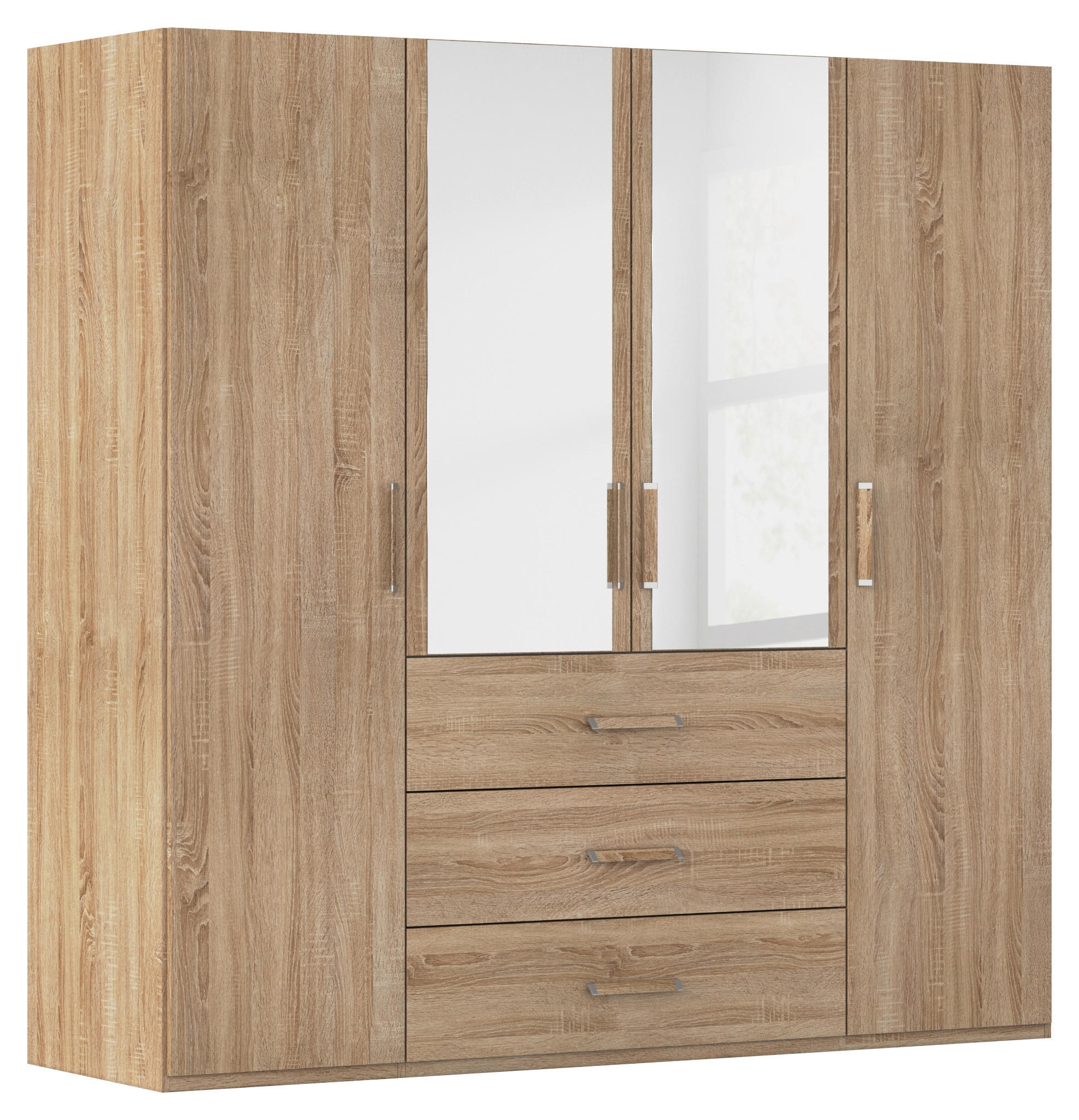 DREHTÜRENSCHRANK 201/197/60 cm 4-türig Sonoma Eiche  - Sonoma Eiche, Design, Glas/Holzwerkstoff (201/197/60cm) - Novel