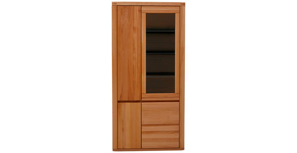 VITRINE in massiv Eiche Kernbuche - Kernbuche/Grau, KONVENTIONELL, Glas/Holz (98/204/38cm) - Voleo