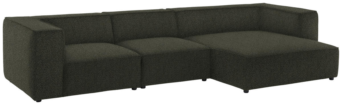 ECKSOFA in Flachgewebe Graubraun  341/164 cm  - Graubraun/Schwarz, Design, Kunststoff/Textil (341/164cm) - W.Schillig