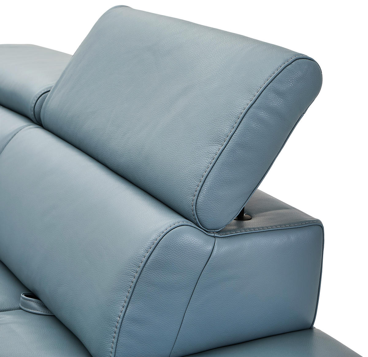 ECKSOFA Graublau Echtleder Rücken echt, Kopfteilverstellung  - Graublau/Schwarz, MODERN, Leder/Metall (224/294cm) - Celina Home