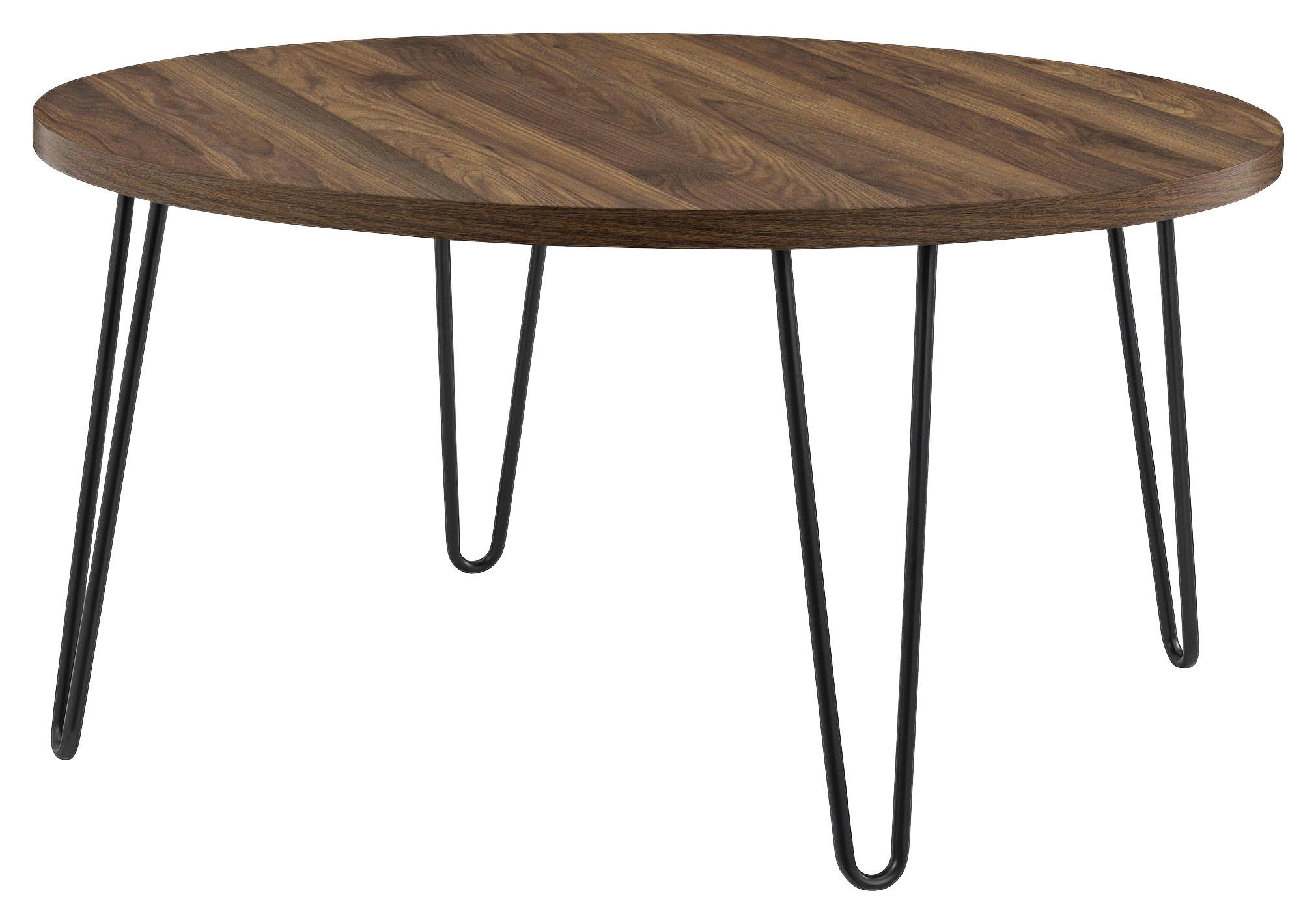 BEISTELLTISCH 90/45/90 cm Walnussfarben rund  - Walnussfarben/Schwarz, Design, Holzwerkstoff/Metall (90/45/90cm) - MID.YOU