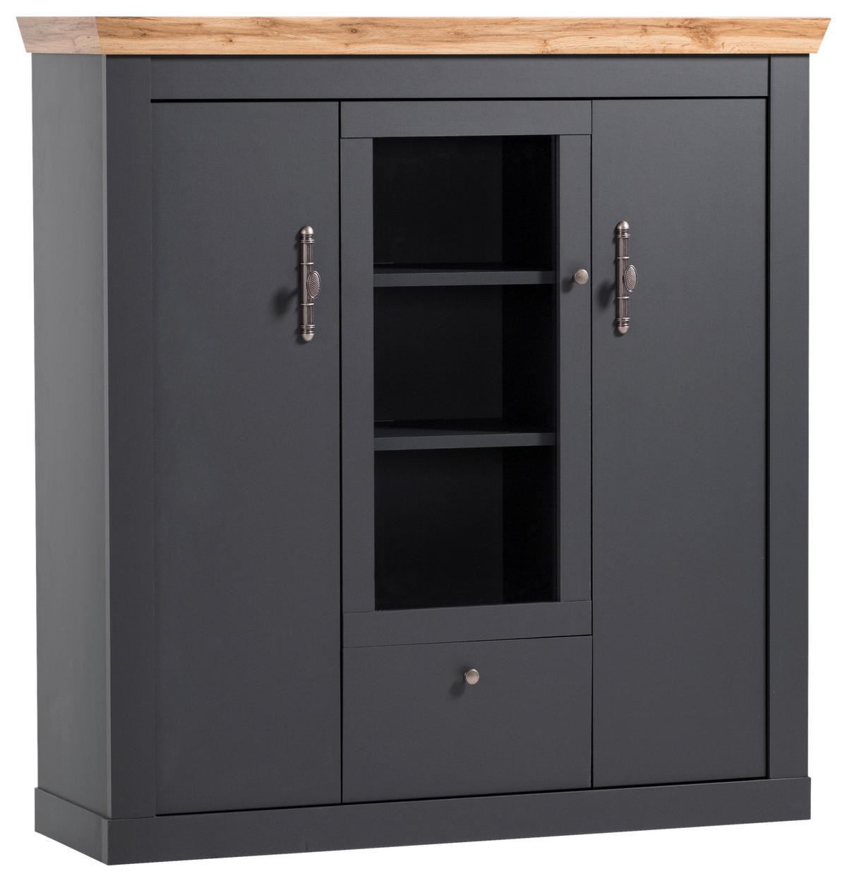 HIGHBOARD  in 141/146/45 cm  - Anthrazit/Silberfarben, Design, Holzwerkstoff/Metall (141/146/45cm) - MID.YOU