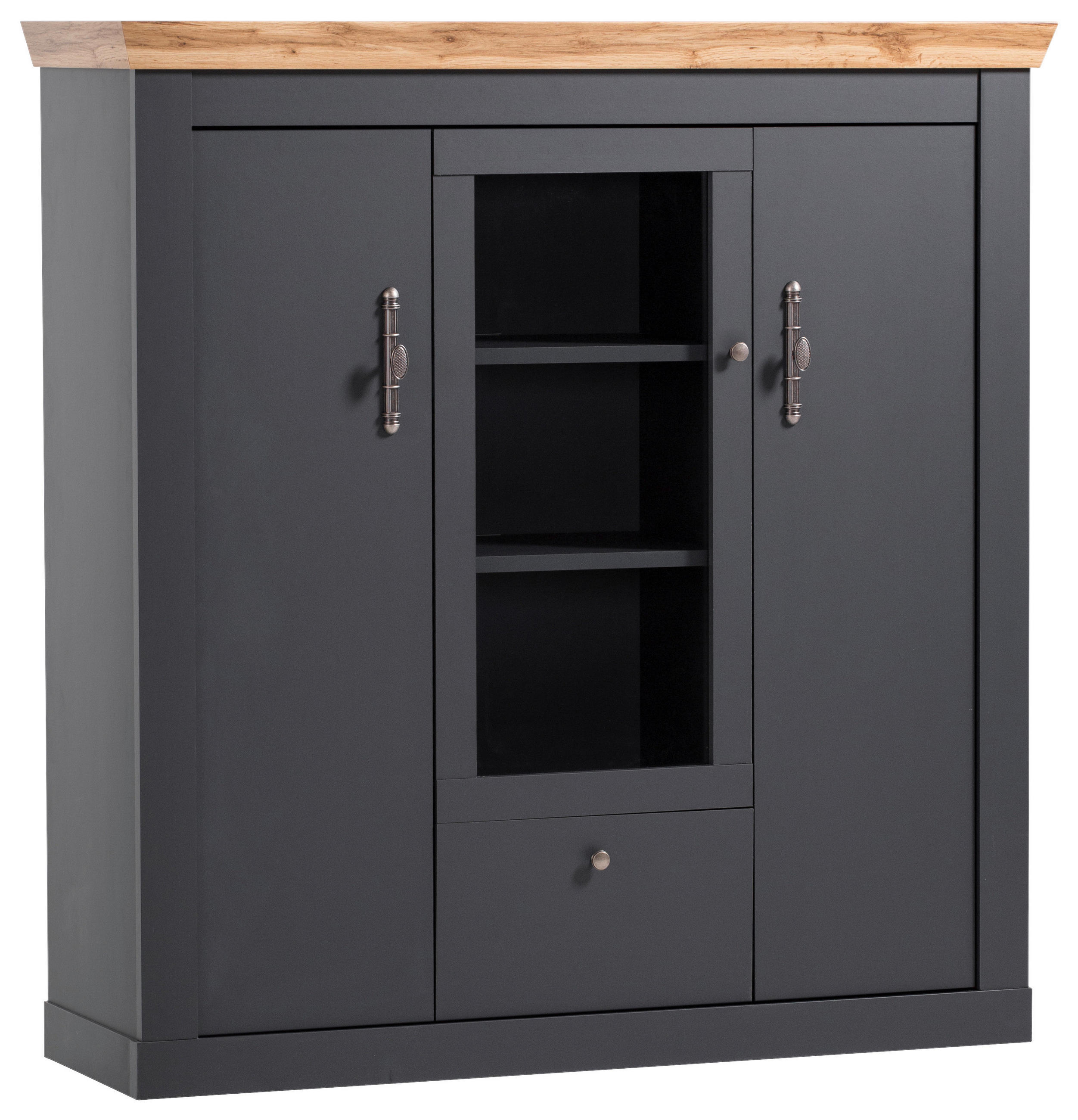 Mid.you Highboard Anthrazit, Eiche Wotan 141x146x45 cm