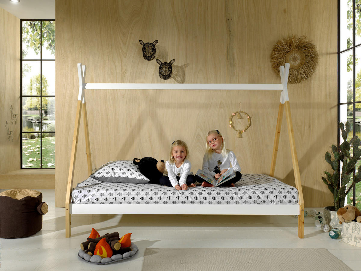 HAUSBETT 90/200 cm  in Weiß, Kieferfarben  - Weiß/Kieferfarben, MODERN, Holz (90/200cm) - MID.YOU