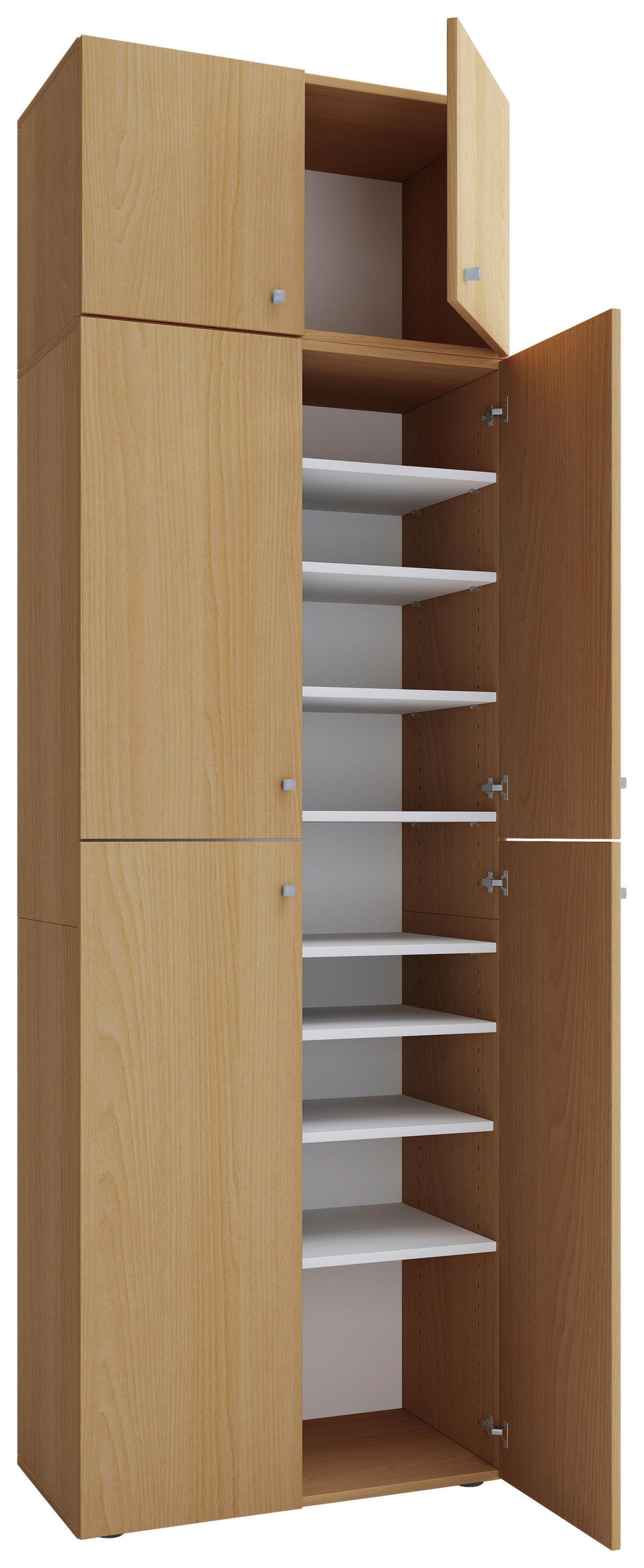 SKOSKÅP  i 70/223/39 cm  - vit/bokfärgad, Modern, trämaterial/plast (70/223/39cm) - MID.YOU
