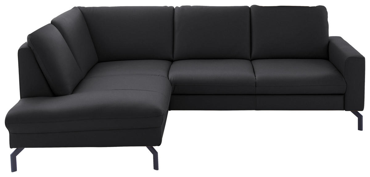 ECKSOFA in Echtleder Anthrazit  - Anthrazit/Schwarz, Design, Leder/Metall (194/250cm) - Beldomo Premium