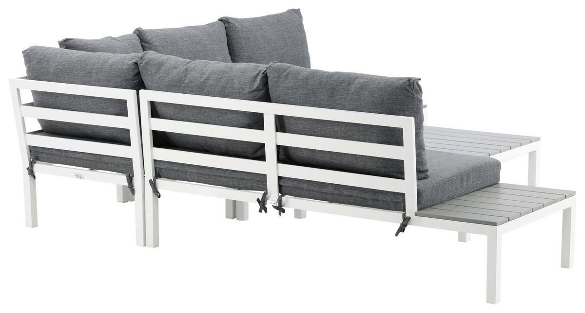 LOUNGEGARNITUR 133/167 cm Aluminium  - Weiß, KONVENTIONELL, Metall (133/167cm) - Gardenson