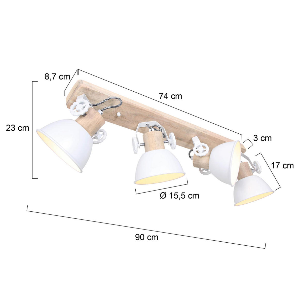 DECKENSPOTS - Anthrazit, Trend, Holz/Metall (15/23/90cm)
