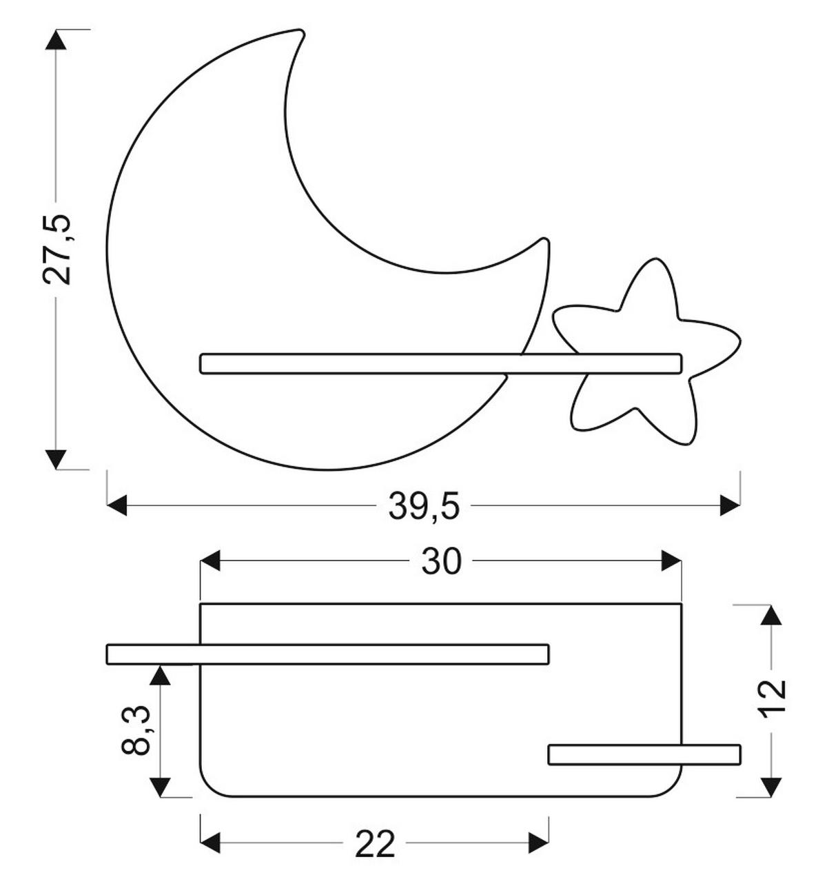 VÄGGLAMPA FÖR BARN Moon 39.5/12/27.5 cm   - guldfärgad, Basics, metall/trämaterial (39.5/12/27.5cm)