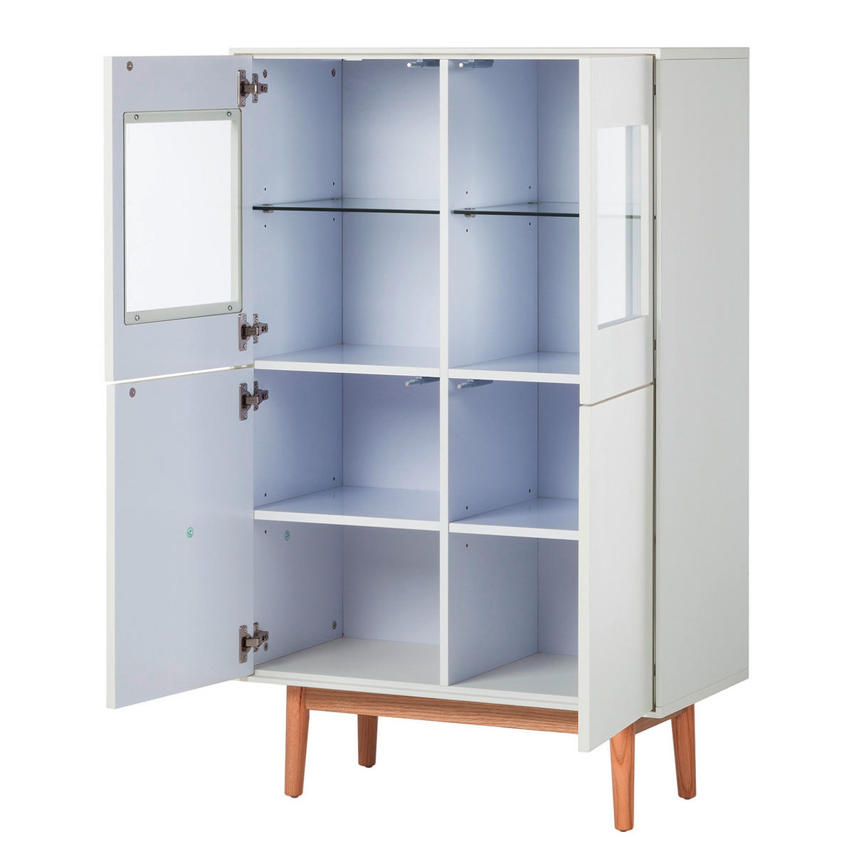 HÖG BYRÅ vit, ekfärgad  80/132/40 cm  - vit/ekfärgad, Design, trämaterial/glas (80/132/40cm)
