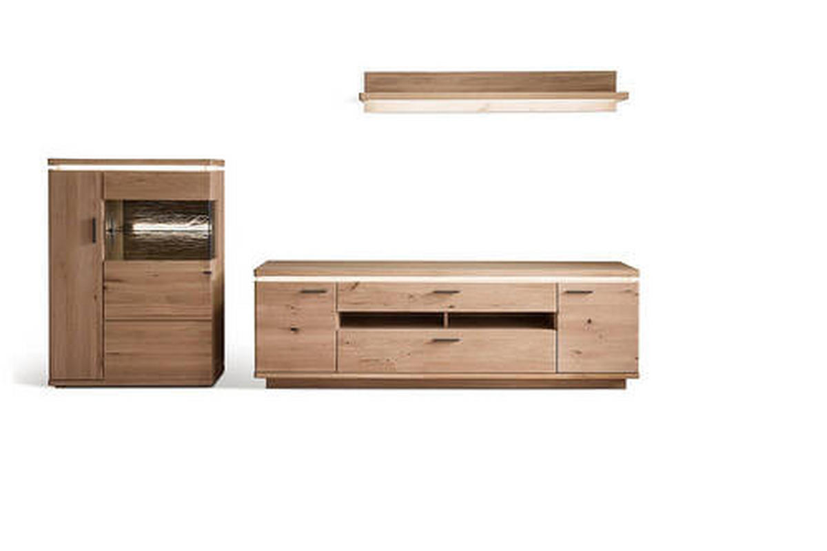 WOHNWAND Barcelona  in Eichefarben  315/175/50 cm  - Eichefarben/Anthrazit, Design, Glas/Holz (315/175/50cm) - Livetastic
