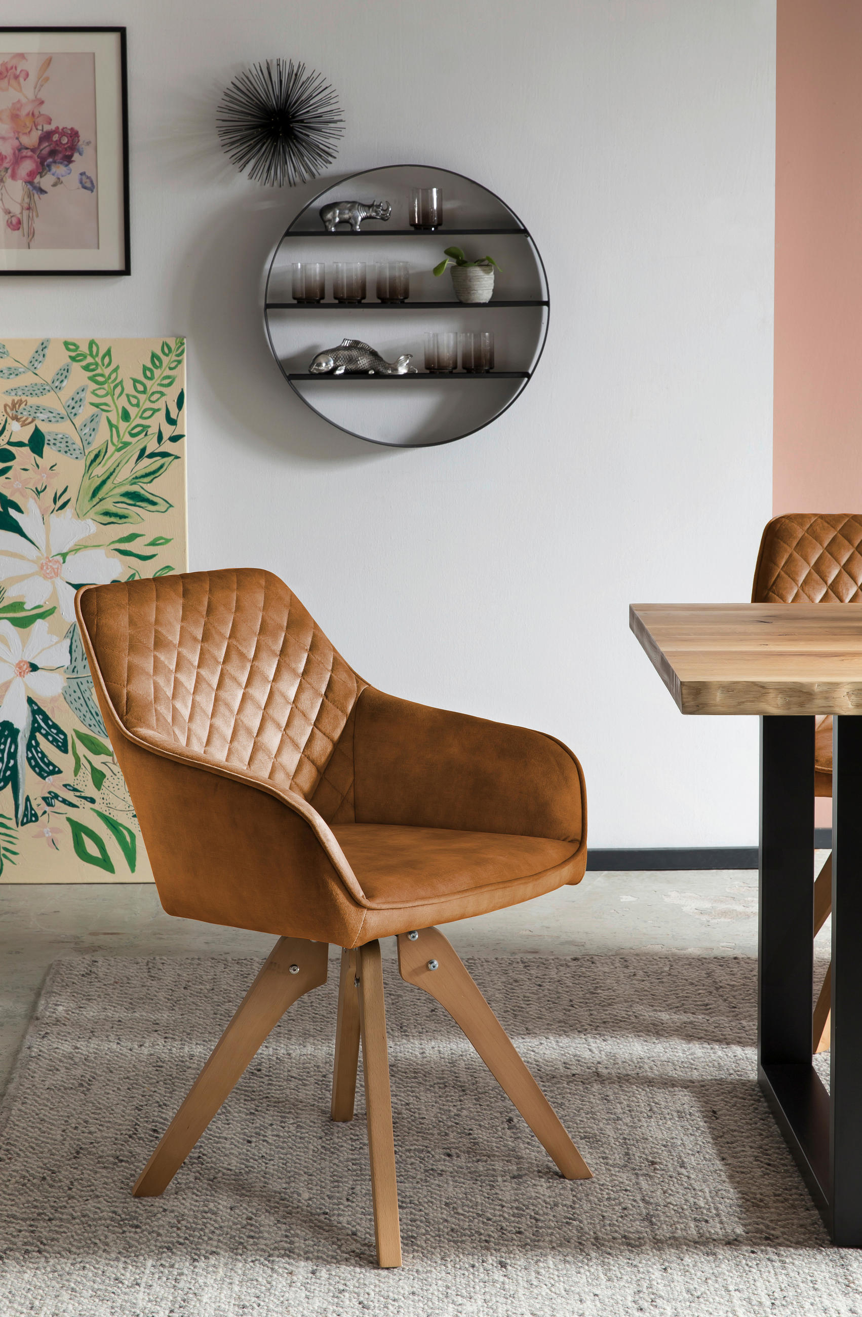 ARMLEHNSTUHL  in Samt  - Eichefarben/Goldfarben, MODERN, Holz/Textil (59/85/61cm) - Livetastic