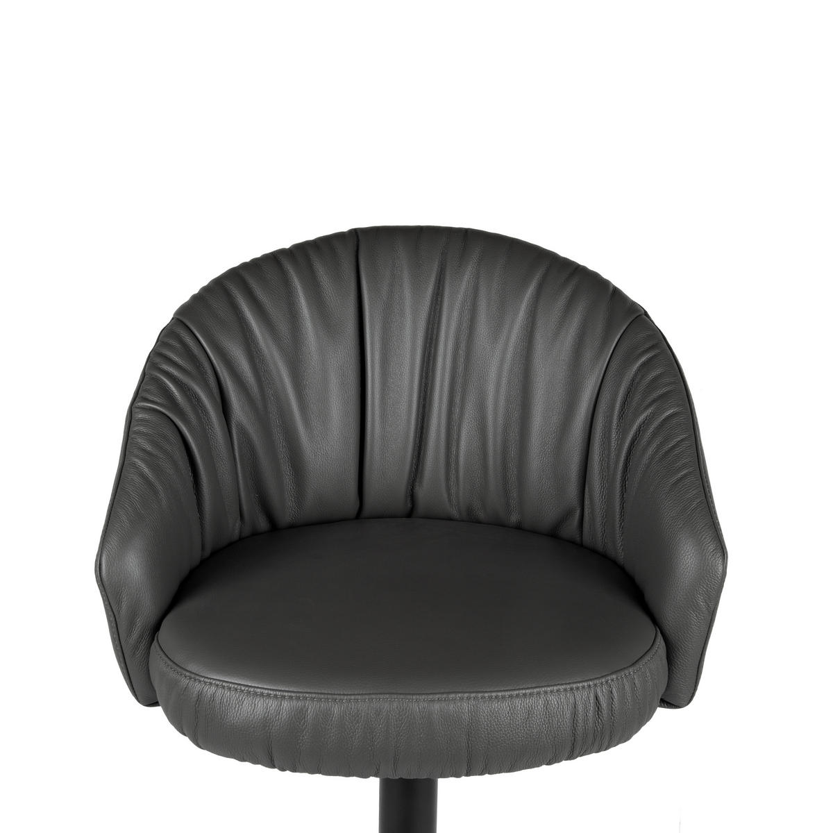 BARHOCKER Echtleder Anthrazit, Schwarz Eisen Sitzfläche 360° drehbar, inklusive Armlehnen, automatische Rückholfunktion  - Anthrazit/Schwarz, Design, Leder/Metall (57/96,5-114/58,5cm) - Dieter Knoll